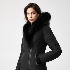 NEW MACKAGE KAY down coat w/signature blue fox fur